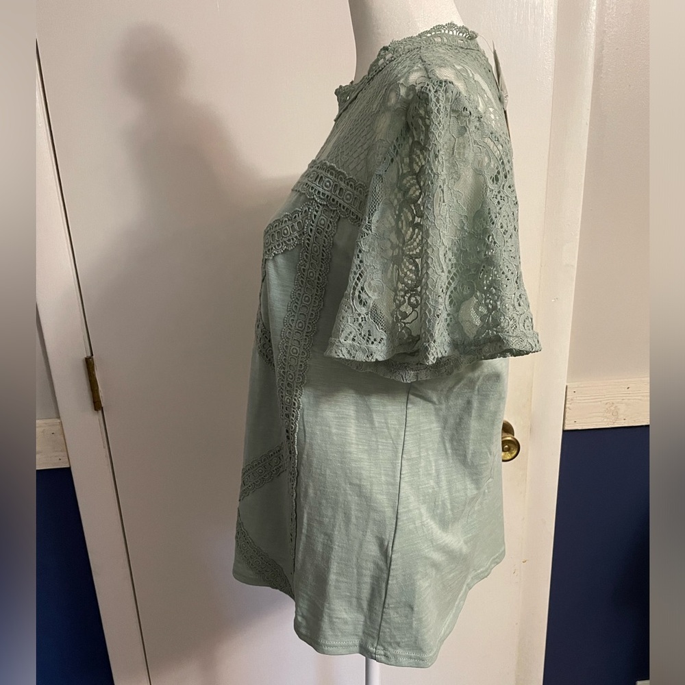 NWT Anthropologie Liliya Lace Top in color Allure sz L - Picture 6 of 11
